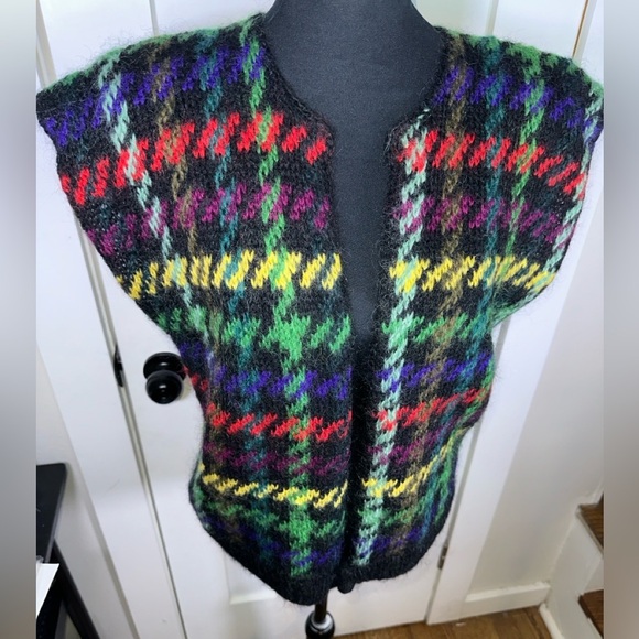 Vintage Mohair & Wool Houndstooth Patterned Women's Sweater Vest NWT - Picture 4 of 12